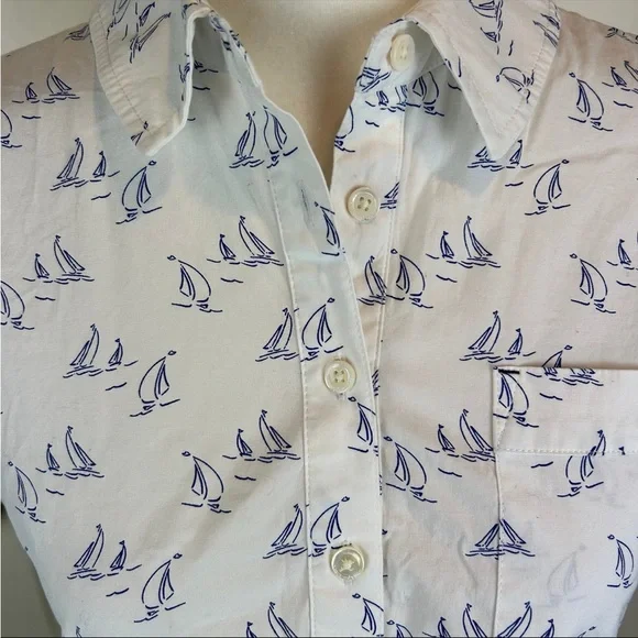 Vineyard Vines Sailboat Shirt Half-Button Short Sleeve - Size 6 - Picture 4 of 10